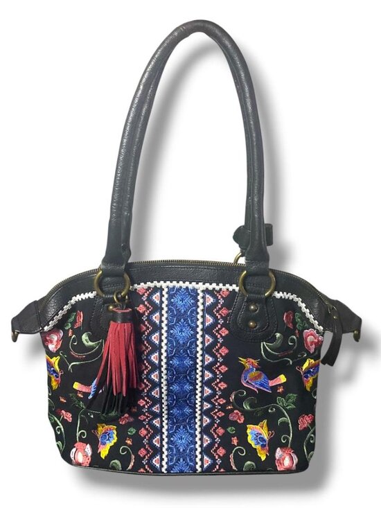 Sharif Handbags - SHARIF - Hello Gorgeous 3D Embroidered tassels Bag Andalusian Garden Bird Animal